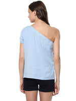 Chambray One-Shoulder Top