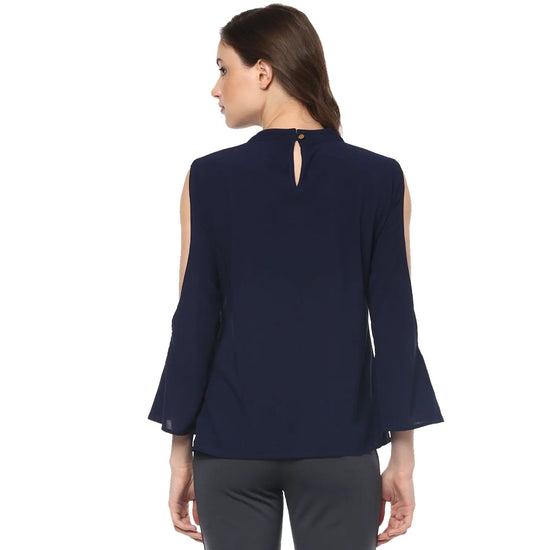 Pannkh Women's Neck Band Cold Shoulder Top-LAT5049-XS