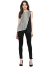 Pannkh Women's Diagonal Stripe Print Top