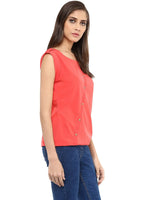 Coral Top With Fake Shoulder-Tab-PKT1003CORAL-XS