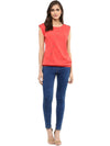 Coral Top With Fake Shoulder-Tab-PKT1003CORAL-XS