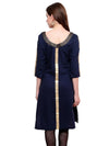 Pannkh Women's brocade Placket Kurti-PK1121BLUE-S