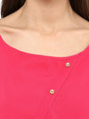 Pannkh Women's Pink Top With Fake Shoulder-Tab