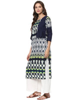 Pannkh Women's Printed Koti Style Pleated Kurta