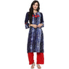 Pannkh Women's Indigo Printed Tassel Kurta