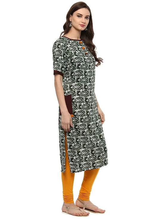 Pannkh Women's Ethnic Print Pocket Kurta