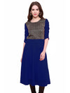 Pannkh Women's Brocade Bodice Kurti-PK1125BLUE-S