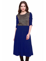 Pannkh Women's Brocade Bodice Kurti-PK1125BLUE-S