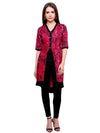 Pannkh Women's Abstract Print Jacket Kurti-PK1116PINK-S