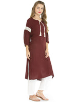 Pannkh Women's Solid Shirt Kurta With Cold-Shoulder-LA4102Z-S