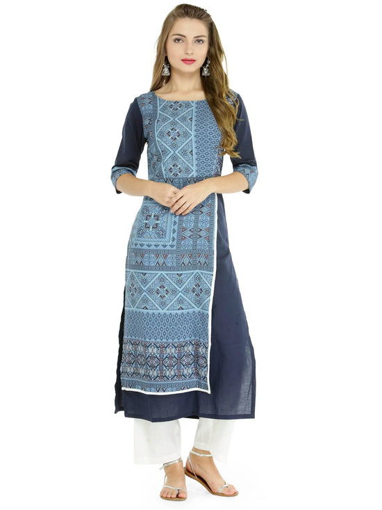 Pannkh Women's Abstract Print Panelled Kurta-LA4100Z-S