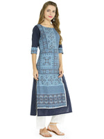 Pannkh Women's Abstract Print Panelled Kurta-LA4100Z-S