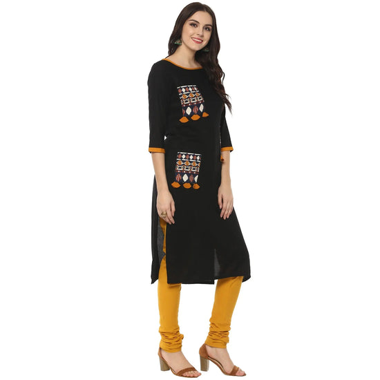 Pannkh Women's Printed Pocket Patch Kurta