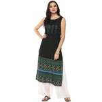 Pannkh Women's Embroidered Border Print Kurta