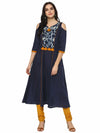 Pannkh Women's Solid Anarkali Cold-Shoulder Kurta