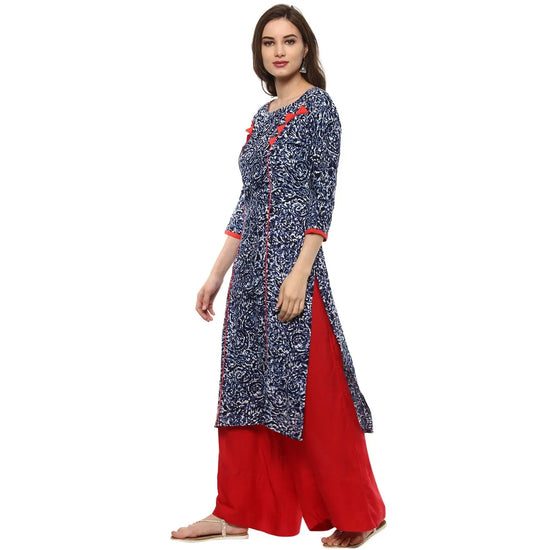 Pannkh Women's Indigo Allover Panelled Kurta