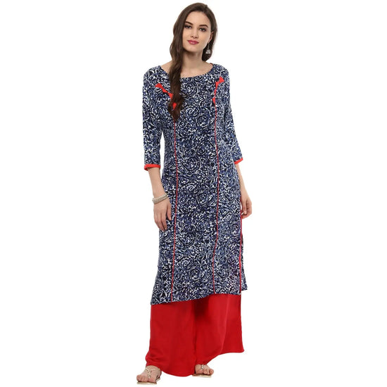 Pannkh Women's Indigo Allover Panelled Kurta