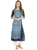 Pannkh Women's Abstract Print Panelled Kurta-LA4100-S