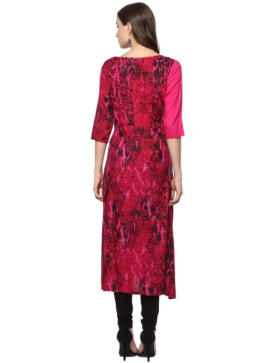 Pannkh Women's Abstract Printed Long Kurta