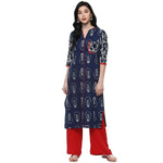 Pannkh Women's Indigo Bulb Print Kurta