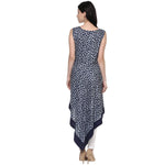 Pannkh Women's Printed Indigo Asymmetric Kurta