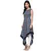 Pannkh Women's Printed Indigo Asymmetric Kurta