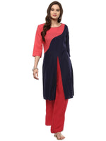 Pannkh Women's Asymmetric Yoke Solid Kurta