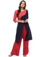 Pannkh Women's Asymmetric Yoke Solid Kurta