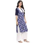 Pannkh Women's Indigo Printed Ruffle Kurta