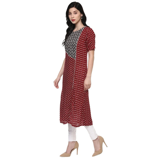 Pannkh Women's Allover Printed Yoke Panelled Kurta