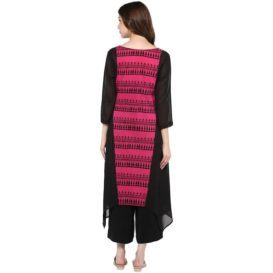 Pannkh Women's Border Print Asymmetric Kurta