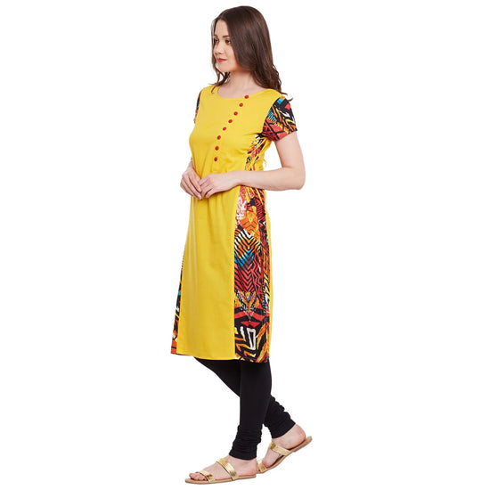 Pannkh Women's Tropcal Print Criss-Cross Kurta