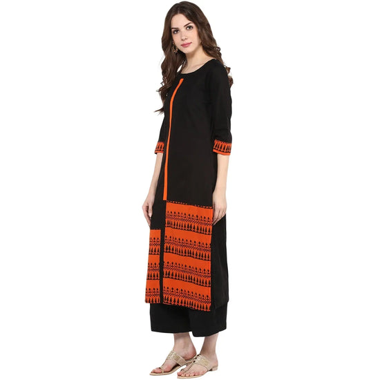 Pannkh Women's Border Print Straight Kurta