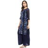 Pannkh Women's Navy Sheer Panelled Kurta