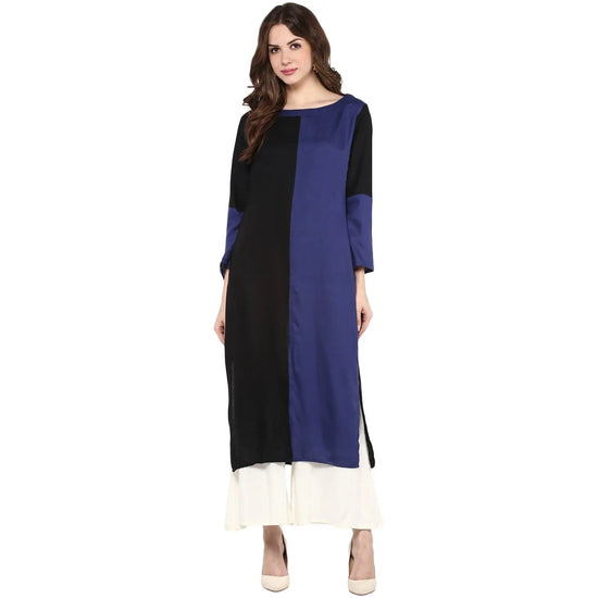 Pannkh Women's Vertical Color-Block Kurta