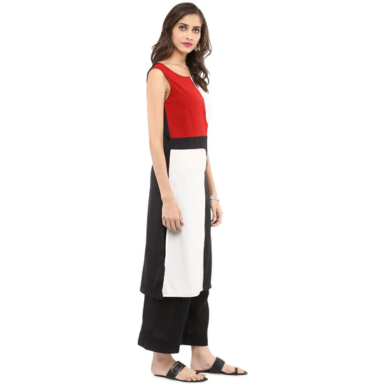 Pannkh Women's Square Color Block Kurta