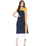 Pannkh Women's Curved Color Block Kurti