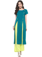 Pannkh Women's Solid Kurti With Panelled Buttons-LA4011-S