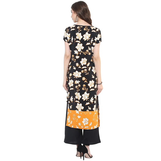 Pannkh Women's Floral Keyhole Long Kurti