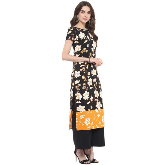 Pannkh Women's Floral Keyhole Long Kurti