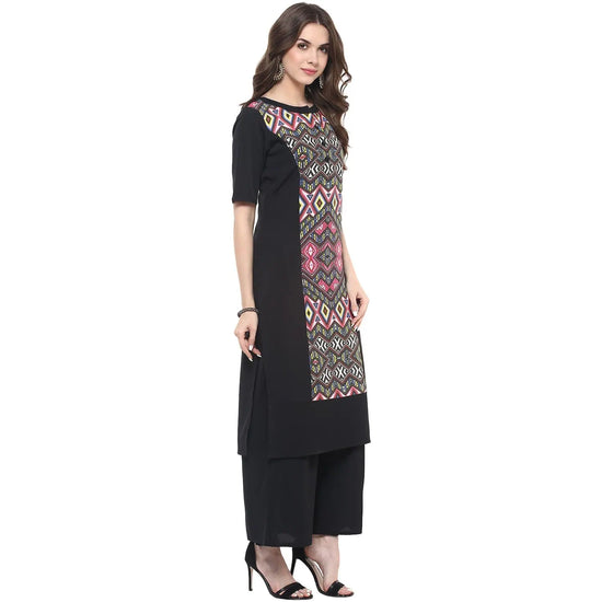 Pannkh Women's Blur Print Straight Fit Kurti