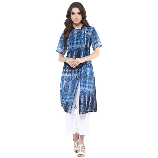 Pannkh Women's Printed Side Drawstring Kurti