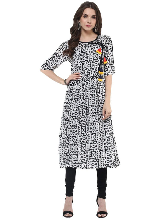 Pannkh Women's Angarkha Printed Kurti