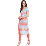 Pannkh Women's Neon Printed Curved Placket Kurti