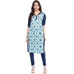 Pannkh Women's Ombre Print Kurti-PK1209BLUE-S