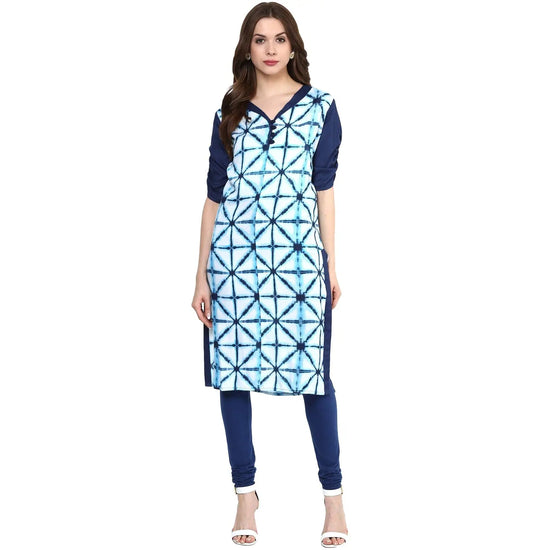 Pannkh Women's Ombre Print Kurti-PK1209BLUE-S