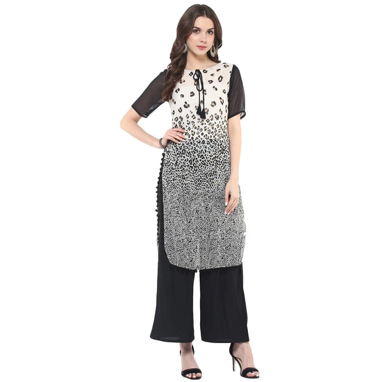 Pannkh Women's Monocromatic Cheetah Print Kurti