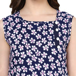 Pannkh Women's Navy Floral Printed Kurti