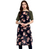 Pannkh Women's Navy Roses Print Kurti