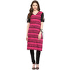 Pannkh Women's Border Window-Cut Printed Kurti-PK1195PINK-S